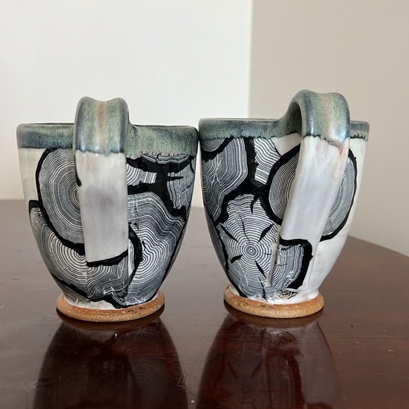 Pottery Nature Inspired Wood Grain 2 Coffee / Tea Mugs - Picture 12 of 14
